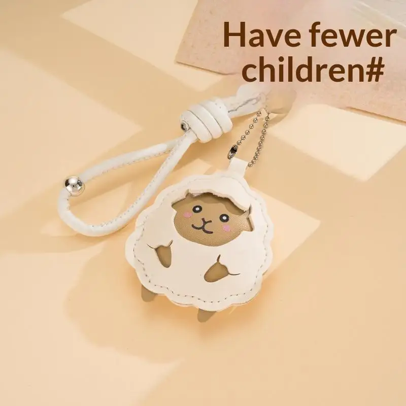Kawaii Schaf-Leder-Schlüsselanhänger, niedlicher Cartoon-Lamm-Anhänger mit Handschlaufe für Schüler, Schulranzen-Accessoire – Detail 5
