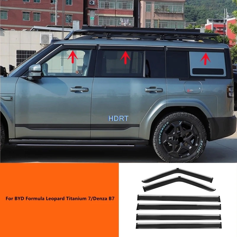 

Car Style Windows Visor Sun Rain Deflector For BYD Formula Leopard Titanium 7/Tai 7/Denza B7 2025 + Weather Shield Shelter Cover