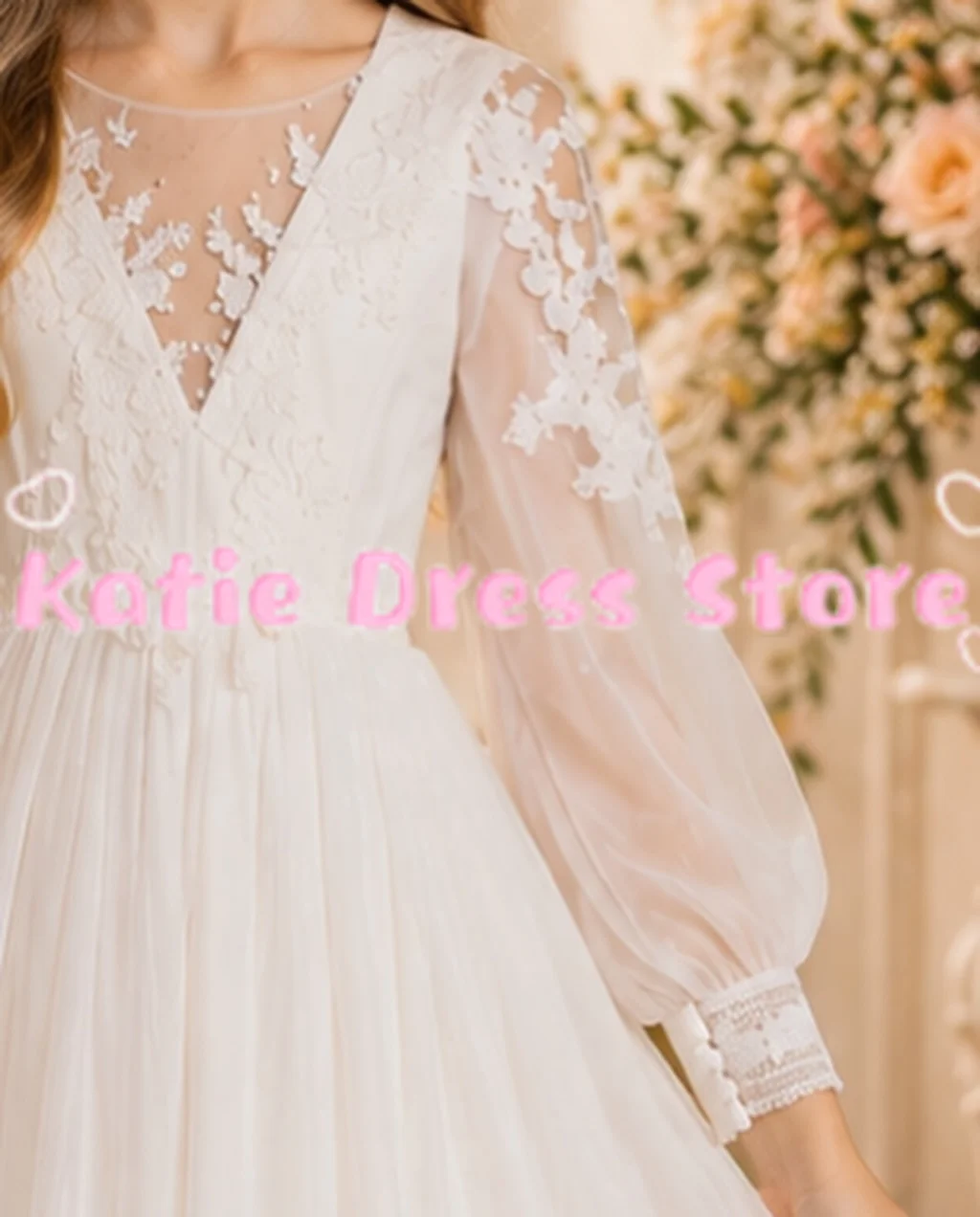 White Customized Lace Applique Flower Girl Dress Puffy Satin For Wedding Elegant Kids Birthday Party First Communion Ball Gowns