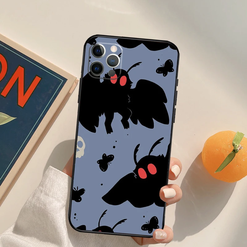 Mothman Night Grey Cover Case For iPhone 16 15 14 13 12 11 Pro Max XS XR X 12 13 Mini 16 15 Plus Fundas