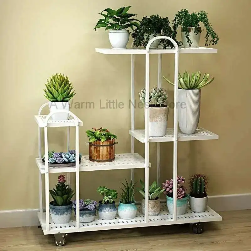 

Designer Decoration Aesthetics Modern Flower Rack Unique Living Room Balcony Plant Flower Pot Rack Trendy Muebles Furniture