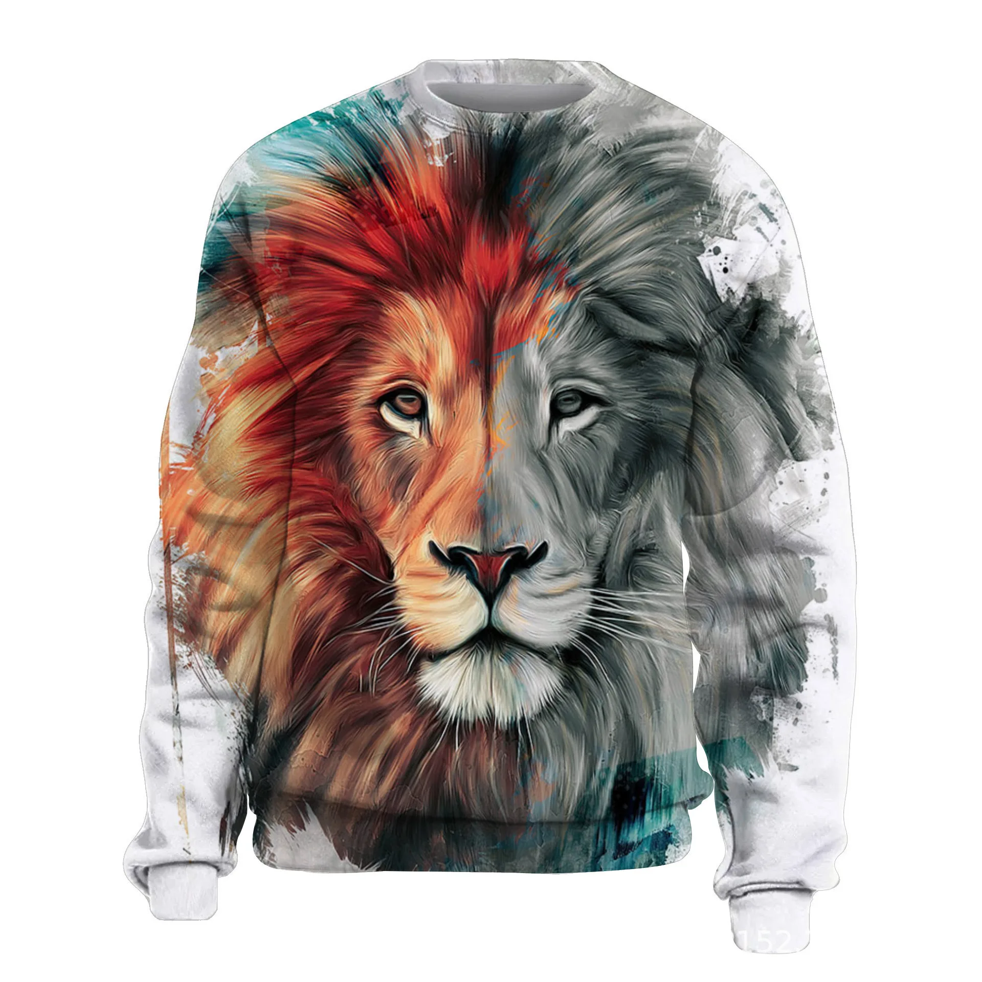 Fashion Cool Lion Graphic 3D Printed Men's Hoodless Sweatshirt Autumn And Winter Casual Breathable O-neck Hoodies Street Man Top