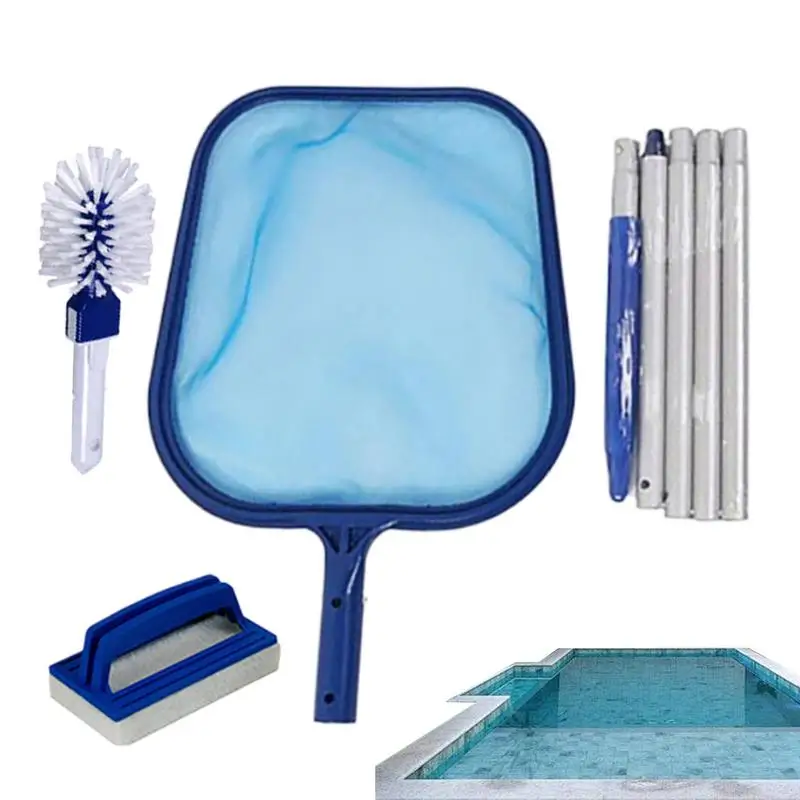 

Professional Leaf Rake Deep Bag Swimming Pool Cleaning Net Spa Rubbish Skimmer Pool Cleaning Net With Sponge Brush & Clean Brush