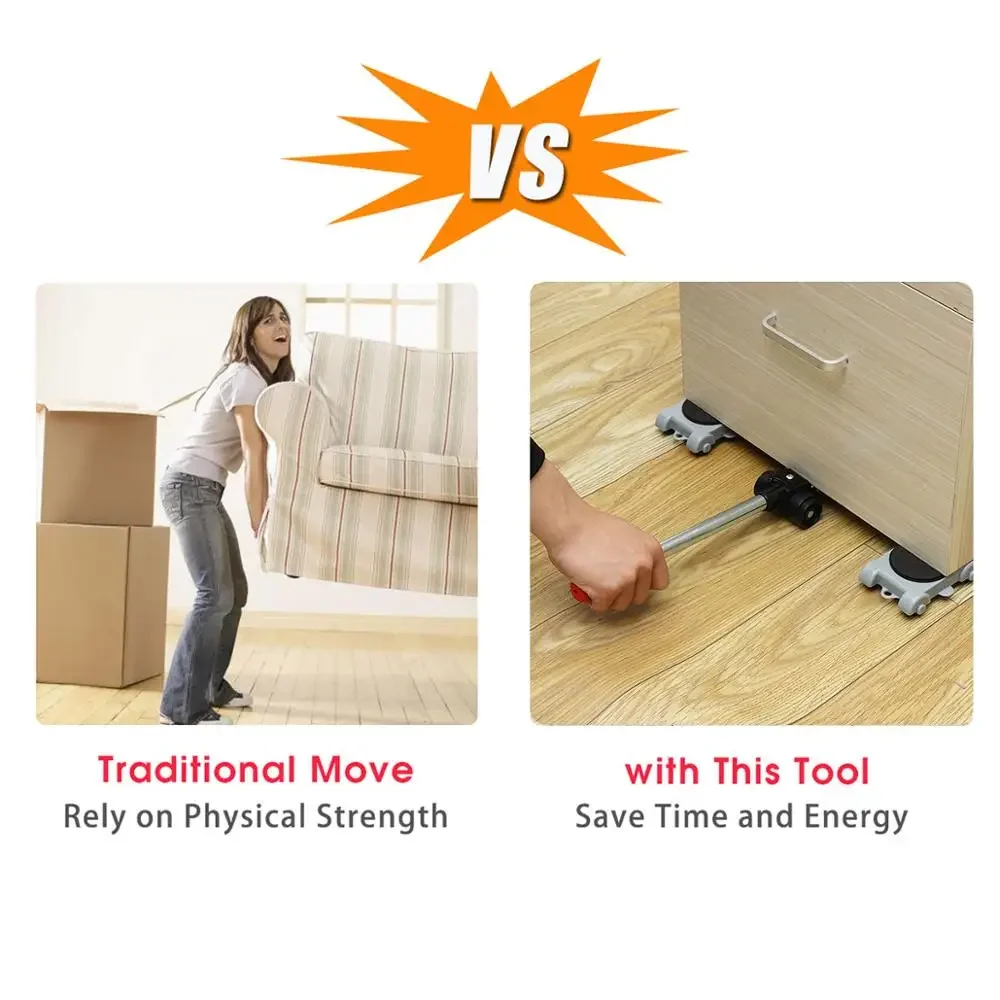 8Pcs Heavy Duty Furniture Mover Wheel Lifter Roller Transport Shifter Slider