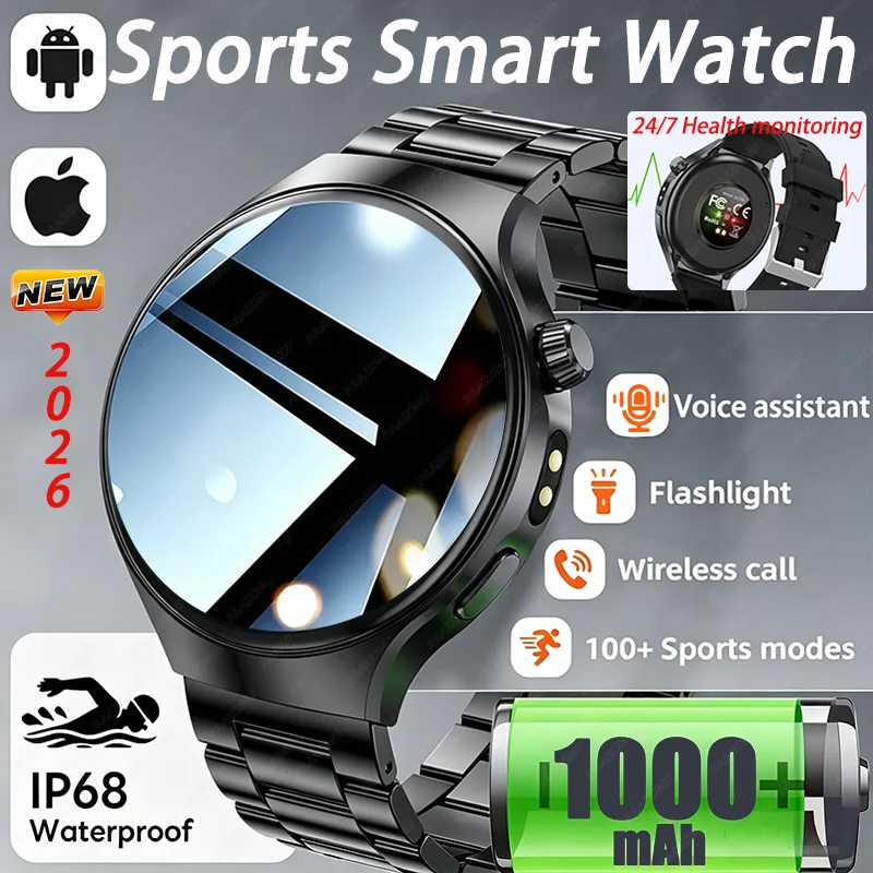 

New 1.7" Large screen 1000mAh Long Standby Outdoor Smartwatch Men IP68 Waterproof Heart Rate Sport BT Calls Fitness Smart watch