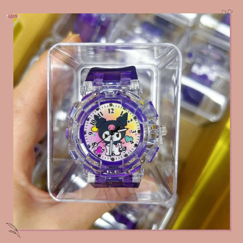 Melody Childrens Electronic Watch Cartoon Sanrio Kuromi Luminous Elementary School Digital Pointer Watch Acrylic Gift Box Watch