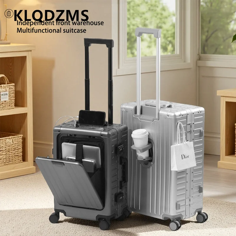 KLQDZMS Men's Luggage All Aluminum Magnesium Alloy Boarding Box Business Trolley Case 20 
