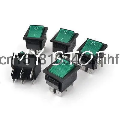 

5 шт. DPDT I/O 2 положения зеленая лампа кулисный переключатель для лодки 6 контактов переменного тока 250 В 15 А