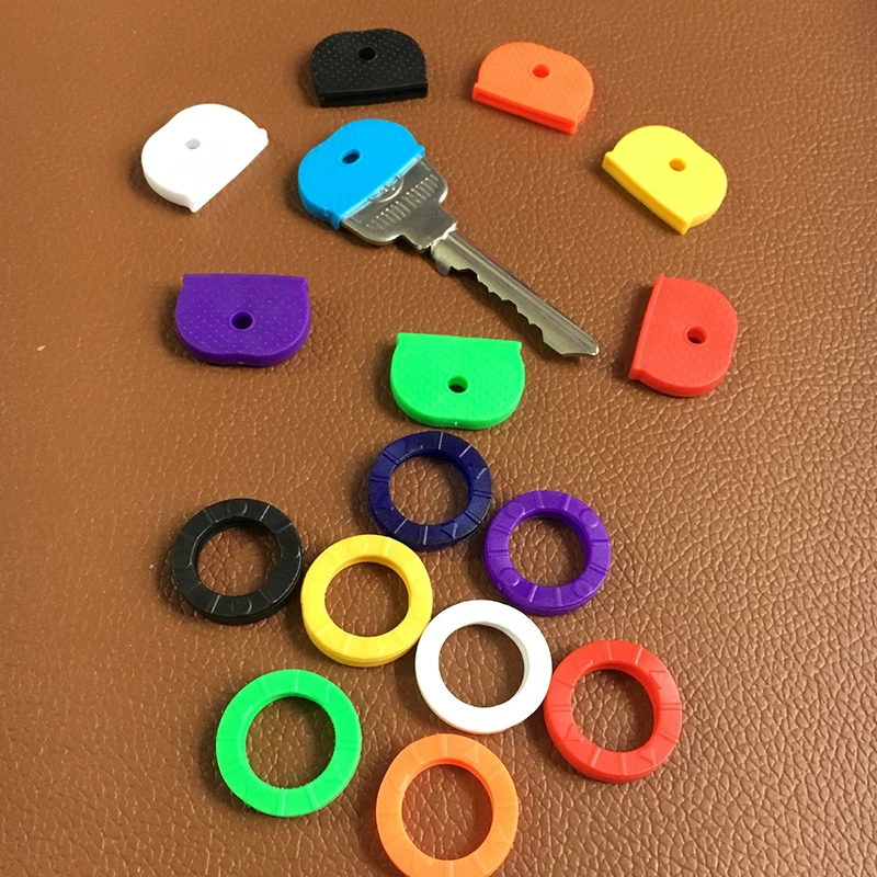 1/10/20/30pcs  Bright Colors Hollow Silicone Key Cap Covers Topper Key Holder Keyring Rings Key Case Bag Organizer Wallets