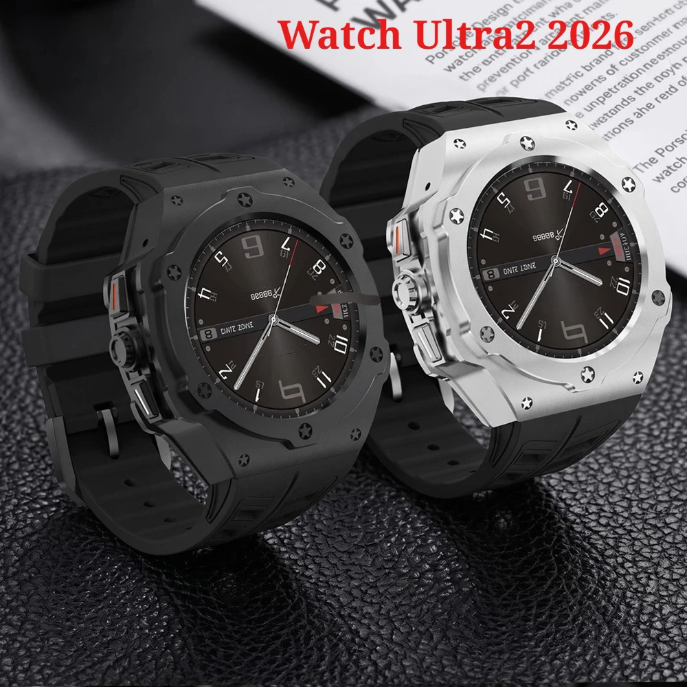 Luxury Metal Modification Kit for Samsung Galaxy Watch Ultra2 2026 47mm Carbon Case Rubber Strap for Galaxy Watch Ultra2026 47mm