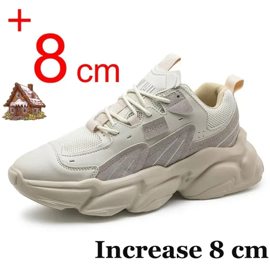 

Men Sneakers Hidden Heels Elevator Shoes Plus Size 45 46 Heightening Shoes For Men Fashion Breathable 8cm 6cm Sports Taller Shoe
