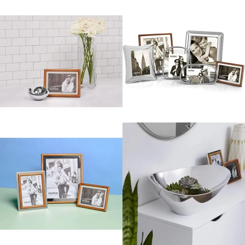 

4 x 6 Picture Frame: Elegant Silver, Acacia Wood, Glass | Mix of Vintage & Modern | Home or Office Display