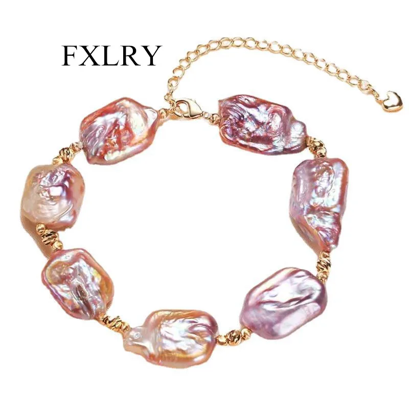 

FXLRY Fashion Irregular Baroque Freshwater Pearl Bracelet For Women Bridal Wedding Jewelry