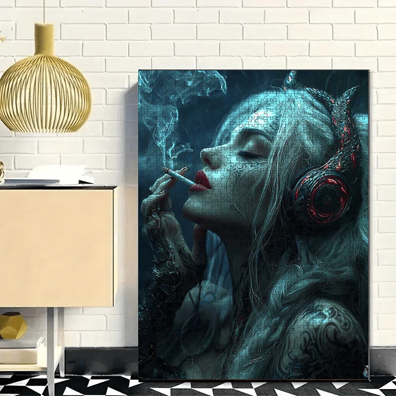 500/1000 Pieces Jigsaw Puzzlea Smoking Tattooed Girl Jigsaw Puzzle Educational Toy for Kids Children 's Games Christmas Gift