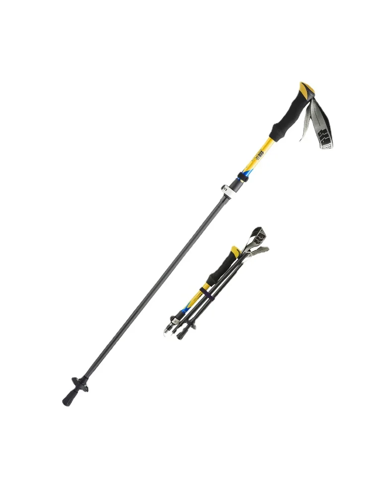 PQF Alpenstock Walking Stick Outdoor Folding Climbing Stick Multifunctional Equipment