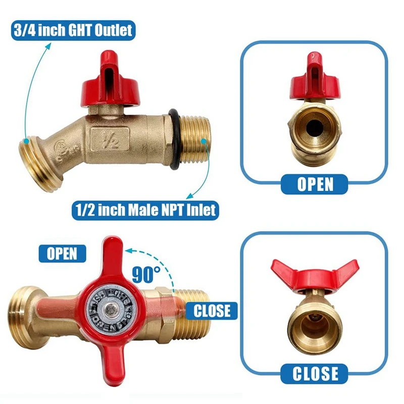 2X IBC Tote Fitting,275-330 Gallon IBC Tote Tank Adapter Fine Thread Tote Valve,Lead-Free Brass Hose Faucet Valve Tool