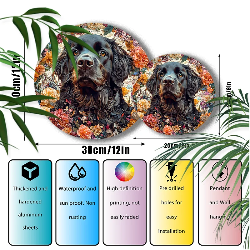 Aangepaste Newfoundland Dog Pet Ornaments - Circulaire aluminium decoratieve schilderijen |   Perfecte kerst- en Halloweencadeaus