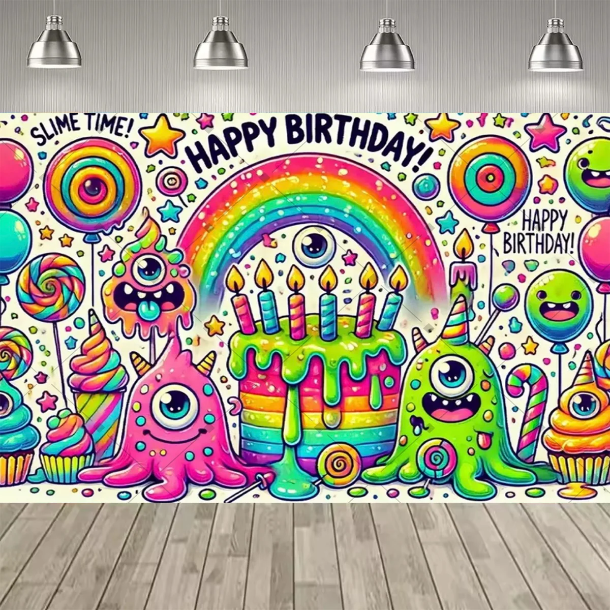 Cartoon-Monster Themenparty Dekorations-Hintergrund Monster Kindergeburtstag Party-Zubehör Deko-Banner Baby-Taufgeschenk – Detail 6