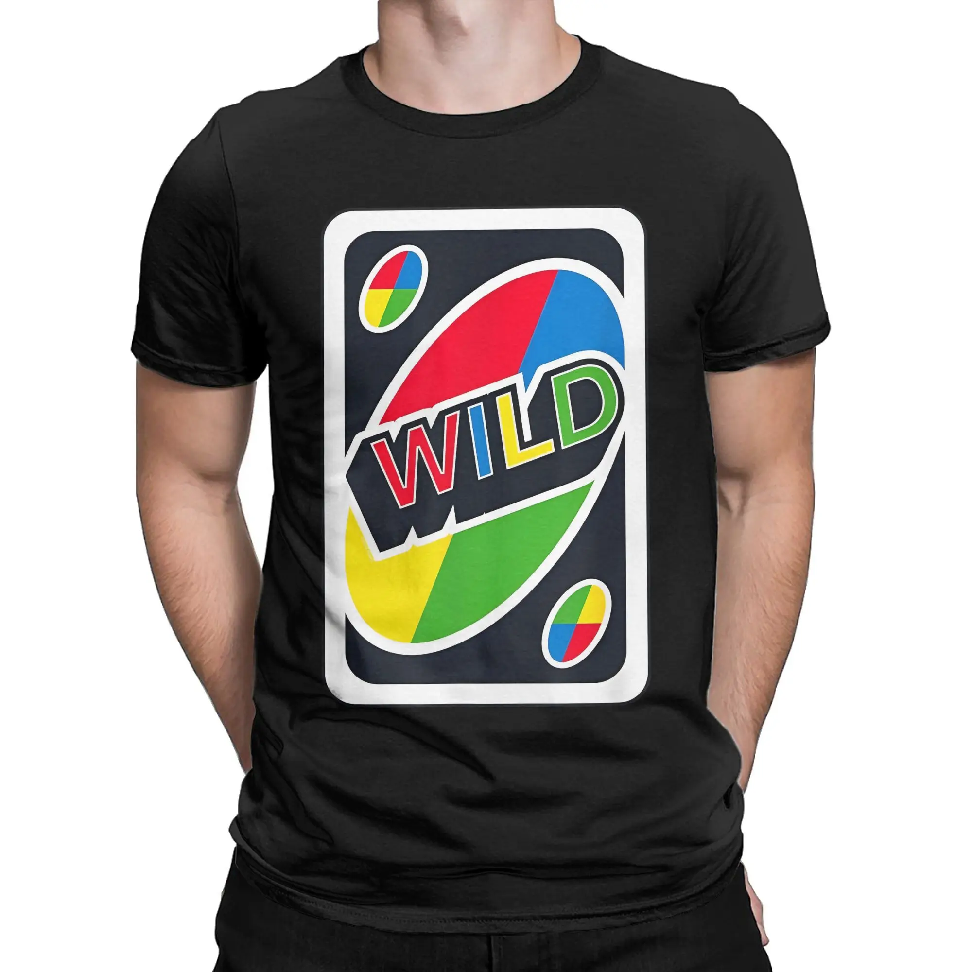 Men's T-Shirts U-UNO-O Wild Card Casual 100% Cotton Tee Shirt Short Sleeve Board Games T Shirts Crewneck merch Gift