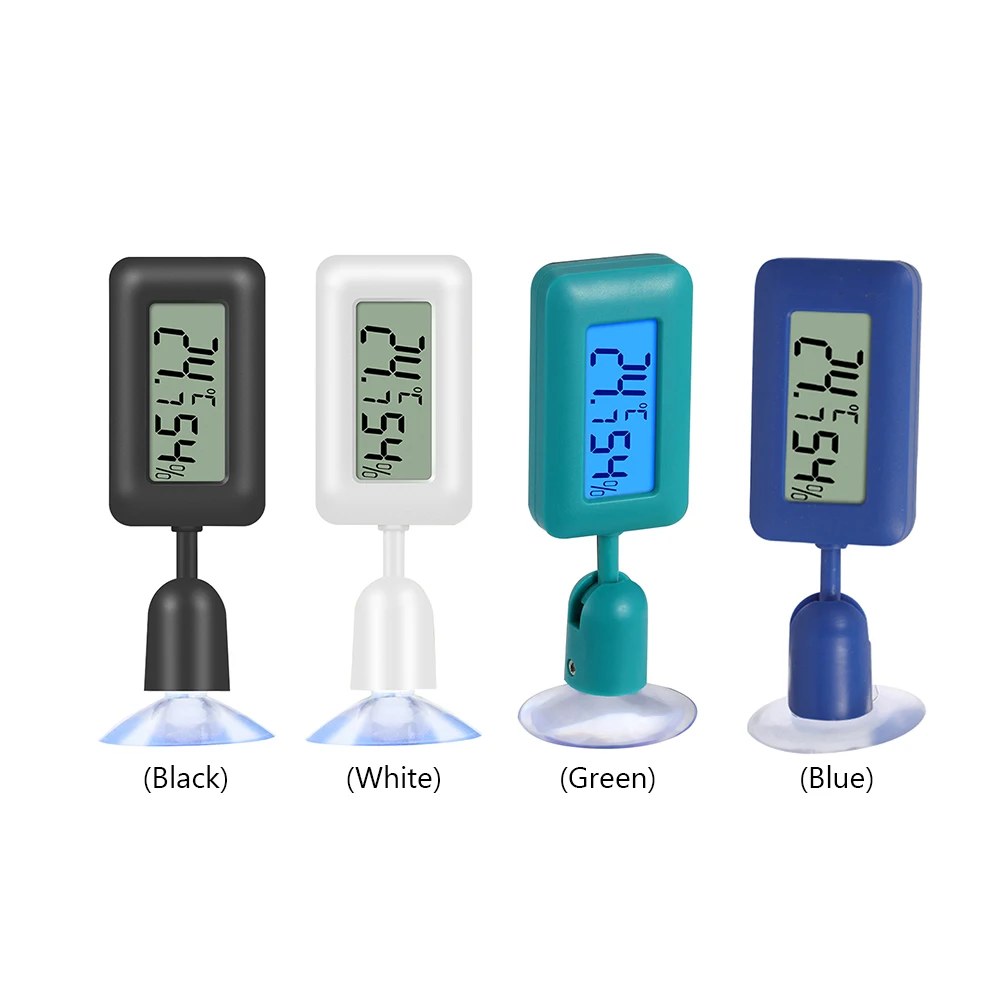 Reptile Thermometer Digital Aquarium Hygro-Therm 360 Degree Rotation Terrarium Humidity Meter with Suction Cup for Pets