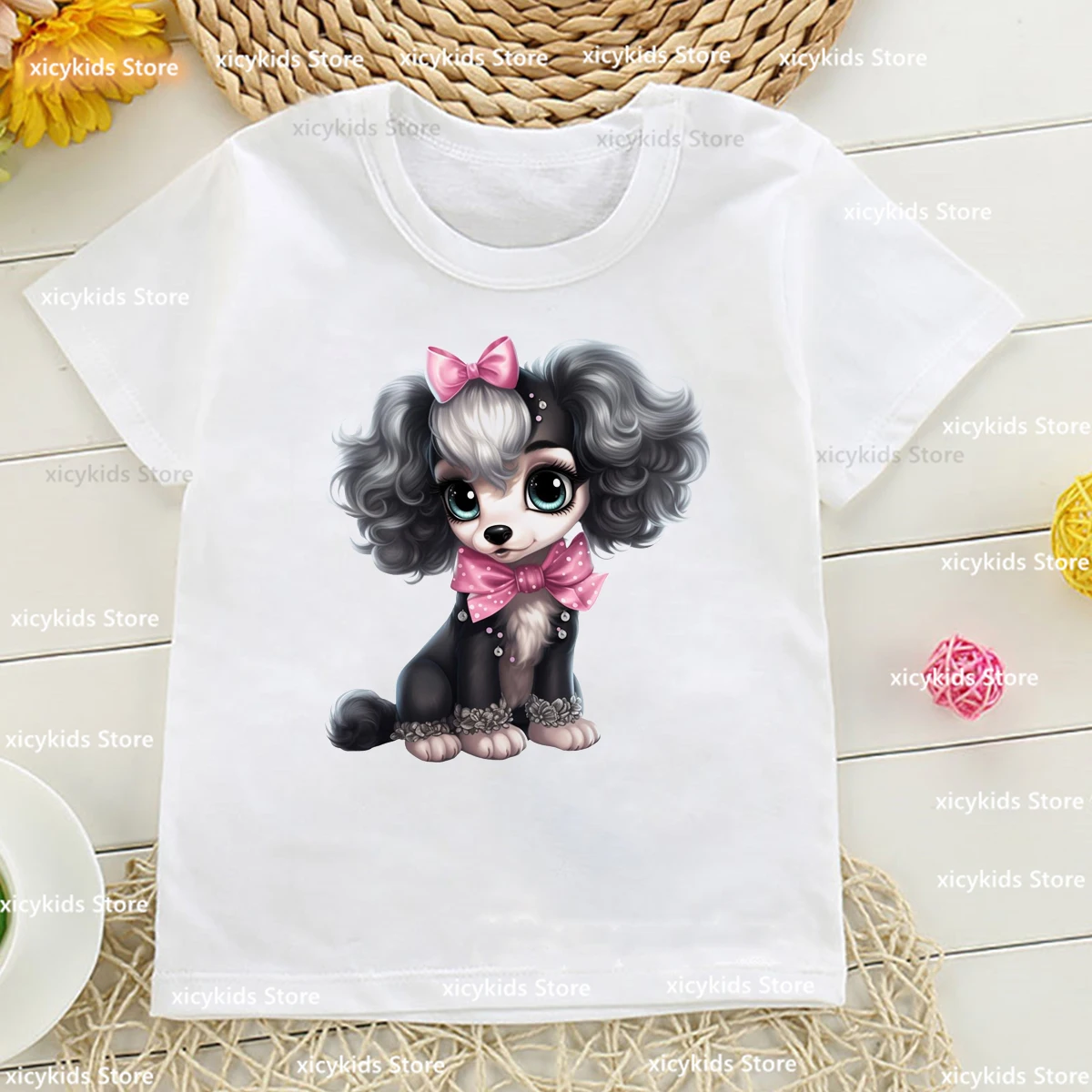 Camiseta divertida con estampado de perro maltés Corgi para niños, camiseta Kawaii para niñas, camiseta blanca de moda, Top de otoño, venta al por