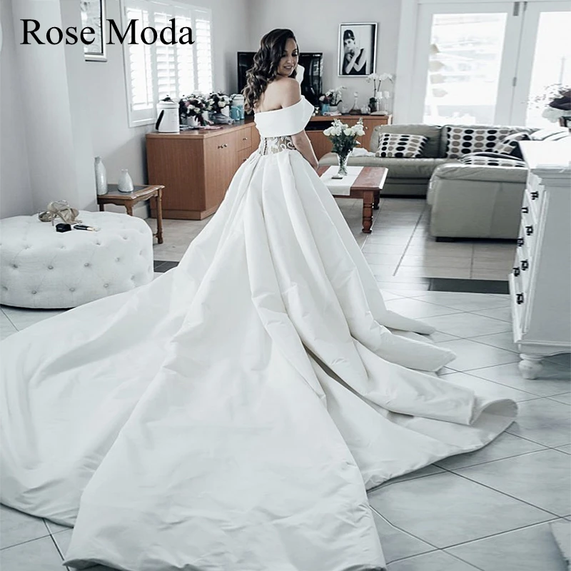 Vestido de novia de lujo con abertura alta y chal extraíble, vestido de novia con diseño de tren real y Catedral, hecho a medida, Rosa Moda