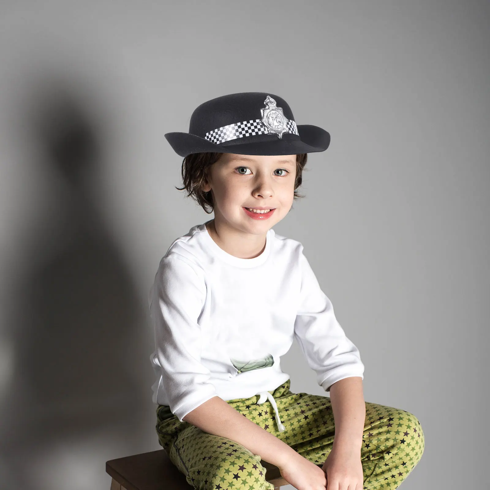 

2Pcs Police Hats Children Policemen Caps Party Cosplay Role Play Halloween Costumes Durable Felt Cloth Adjustable Fit Most