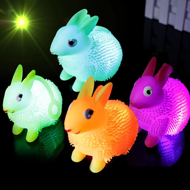 

Flash Ball Cute Children's Led Bouncy Balls Light Up Toys Rubber Glowing Ball Flash Luminous Fluffy Vent Reduced Pressure Toy