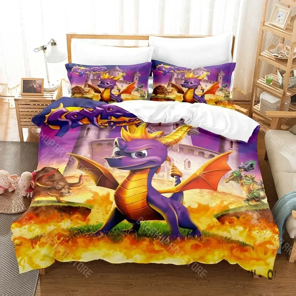 2026 Game Spyro Dragon Reignited Trilogy Bedding Set Boys Girls Twin Queen Full Size Duvet Cover Pillowcase Bed Adult Bedroom