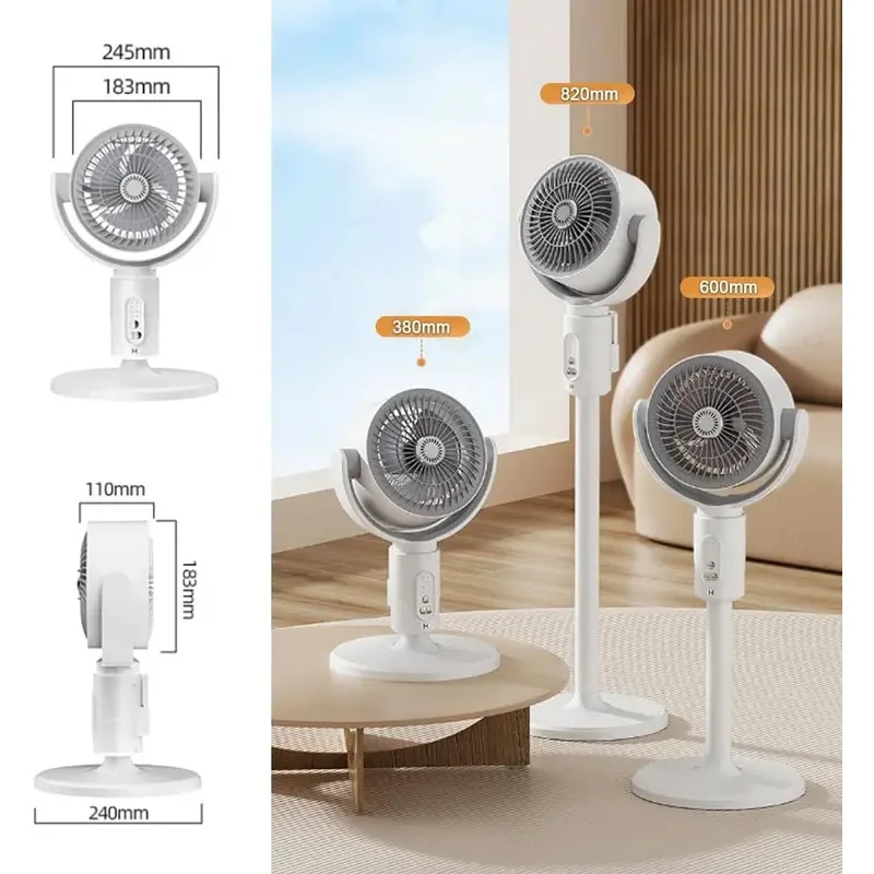 360 Circulation Quiet Powerful Floor Fan,Standing Smart Fans,Vertical Fan with Remote Control Adjustable Height(Charging Type)