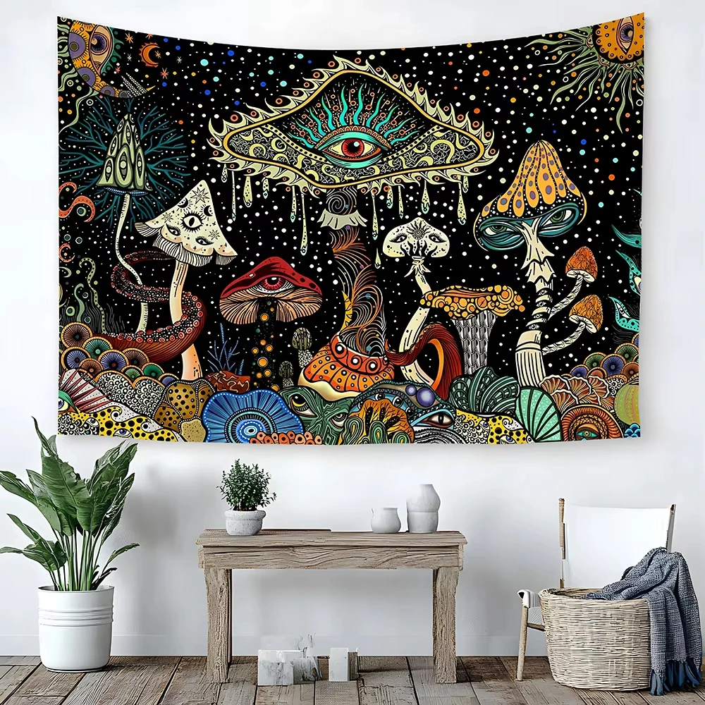 Vikama grande olhos cogumelo fantasia tapeçaria sala de estar quarto recurso decoração da parede estilo boêmio decoração do quarto tapeçaria