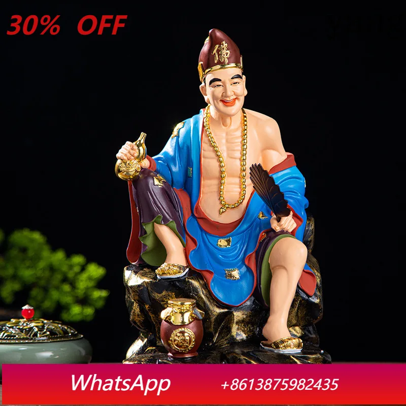 

LTT Jigong Resin Buddha Statue Daoji Monk Jigong Dragon Arhat Household Crafts Ornament