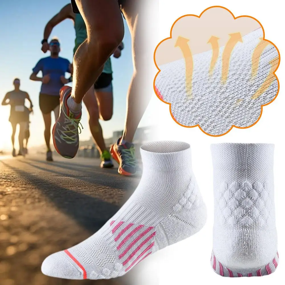 

Professional Marathon Running Sock Men Women Sports Boat Short Ankle Low Tube Socks Fitness Cut Thickened Cushioned V1r8