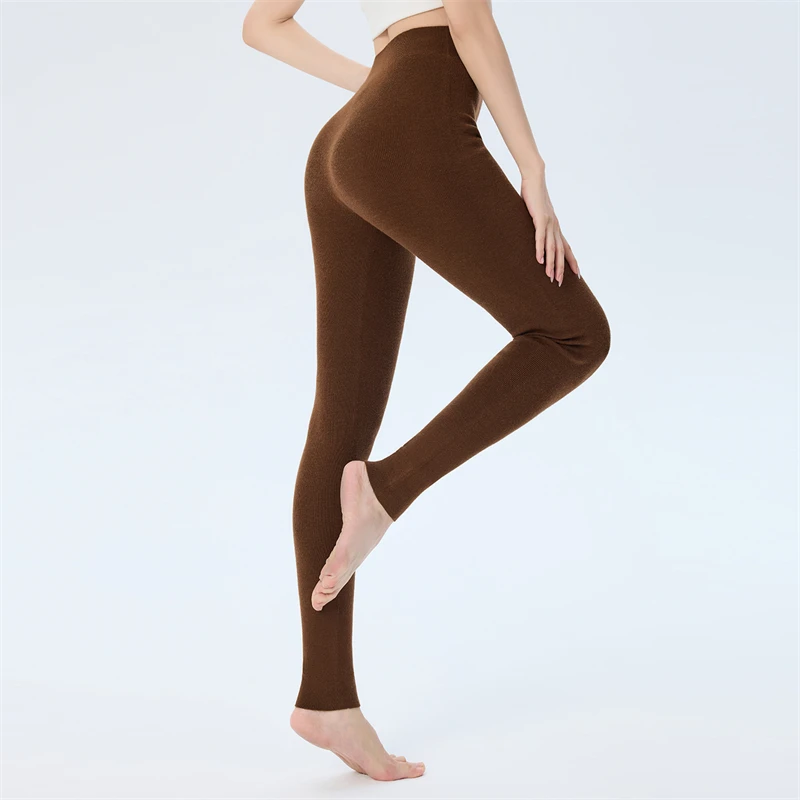 CHICUU المرأة آلة قابل للغسل 100% الصوف طماق سميكة سلس الخريف الشتاء مرونة الأساسية عالية الخصر الدفء متماسكة يغطي الرجل #1