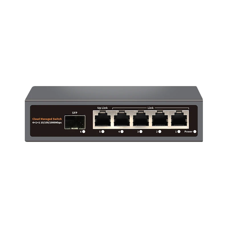 

L2- Конмуорматор административado con puertos RJ45 5*100/1000M Конмулатор со слотом 1*1000M SFP, QoS, api