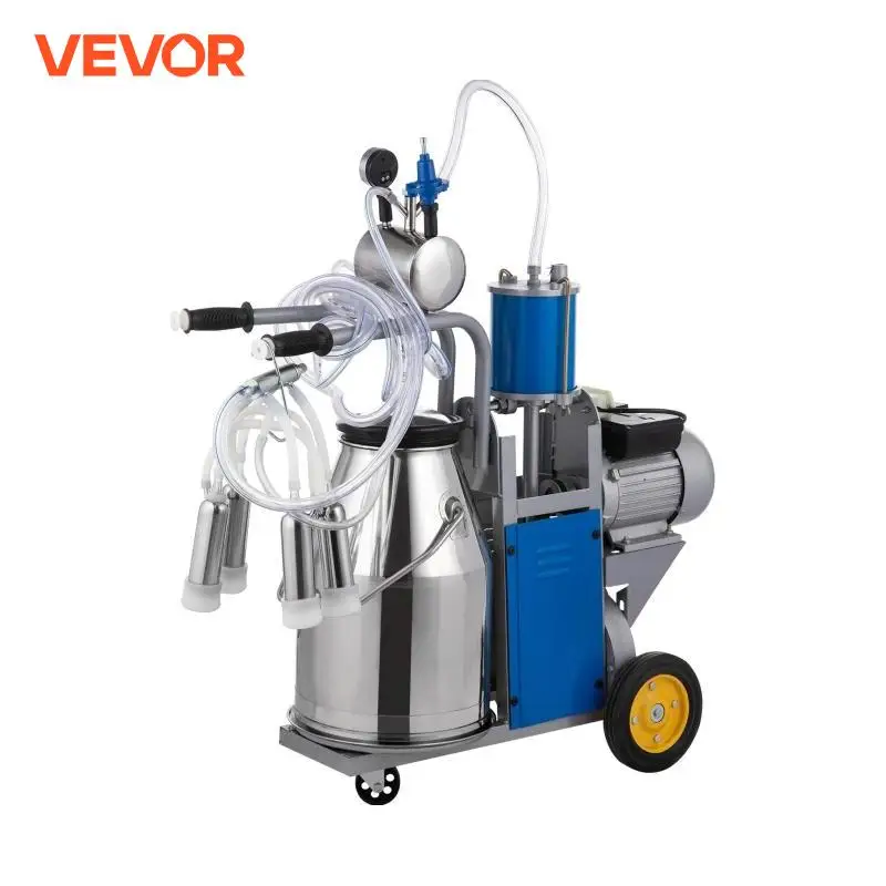 VEVOR Electric Milking Machine 110/220V 1440 RPM Portable Cow Milking Machine with 25L 304 Stainless Steel  550W Bucket Milker