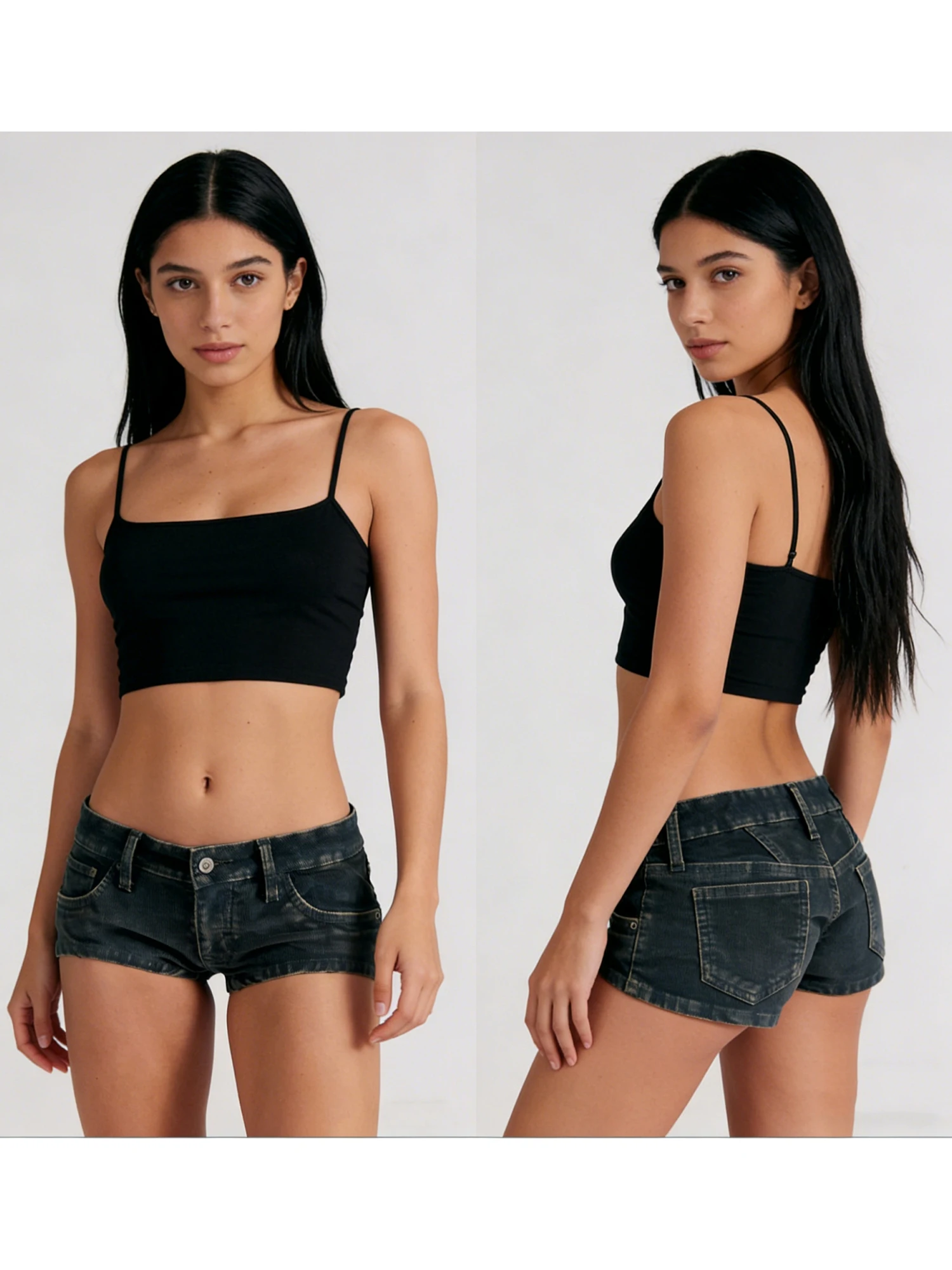 Women’s Mini Denim Shorts Casual Low Waist  Fit Skinny Shorts Streetwear Jean Shorts
