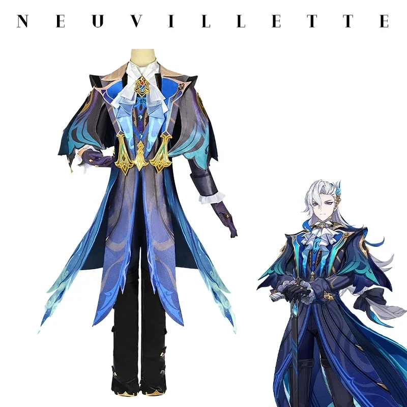 Anime Impact Neuvillette Cosplay Costume Adult Carnival Uniform Wig Anime Halloween Party Costumes Masquerade Women Game