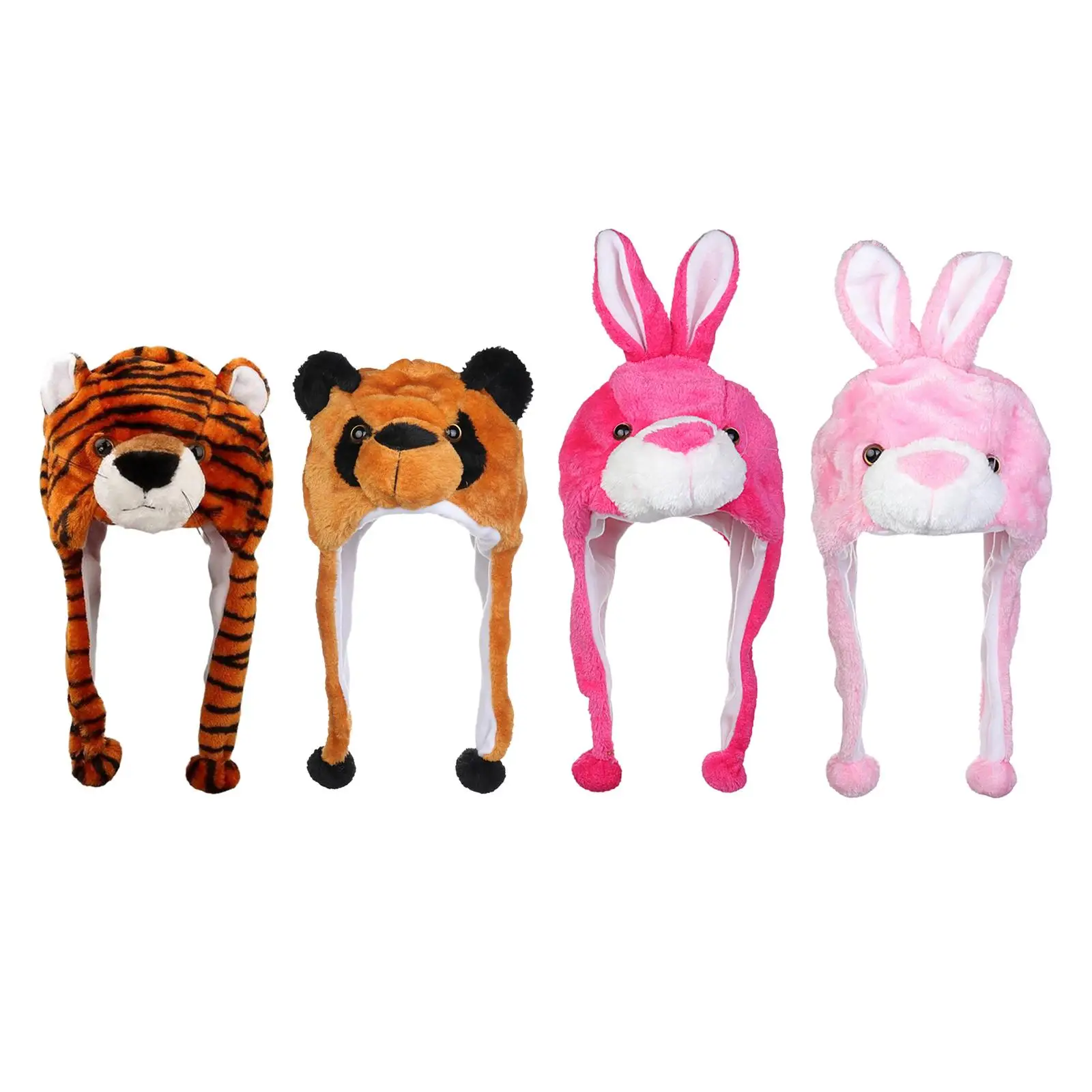 Lovely Cartoon Animal Hat with Ear Flaps Cosplay Headwear Stuffed Toy Party