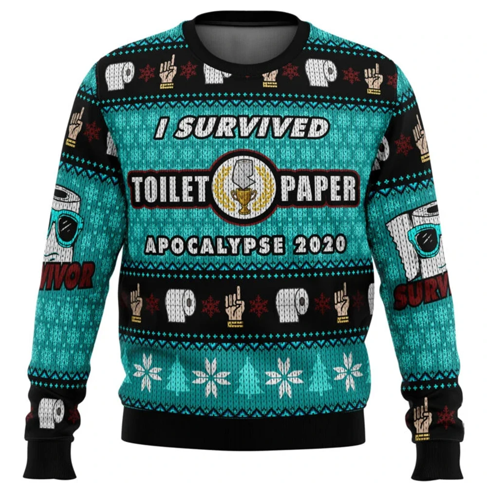 Pull de Noël à col rond pour hommes et femmes, I Sposition ved Toilet Paper, Apocalypse 2020, pull de Noël en-ly, vêtements de N