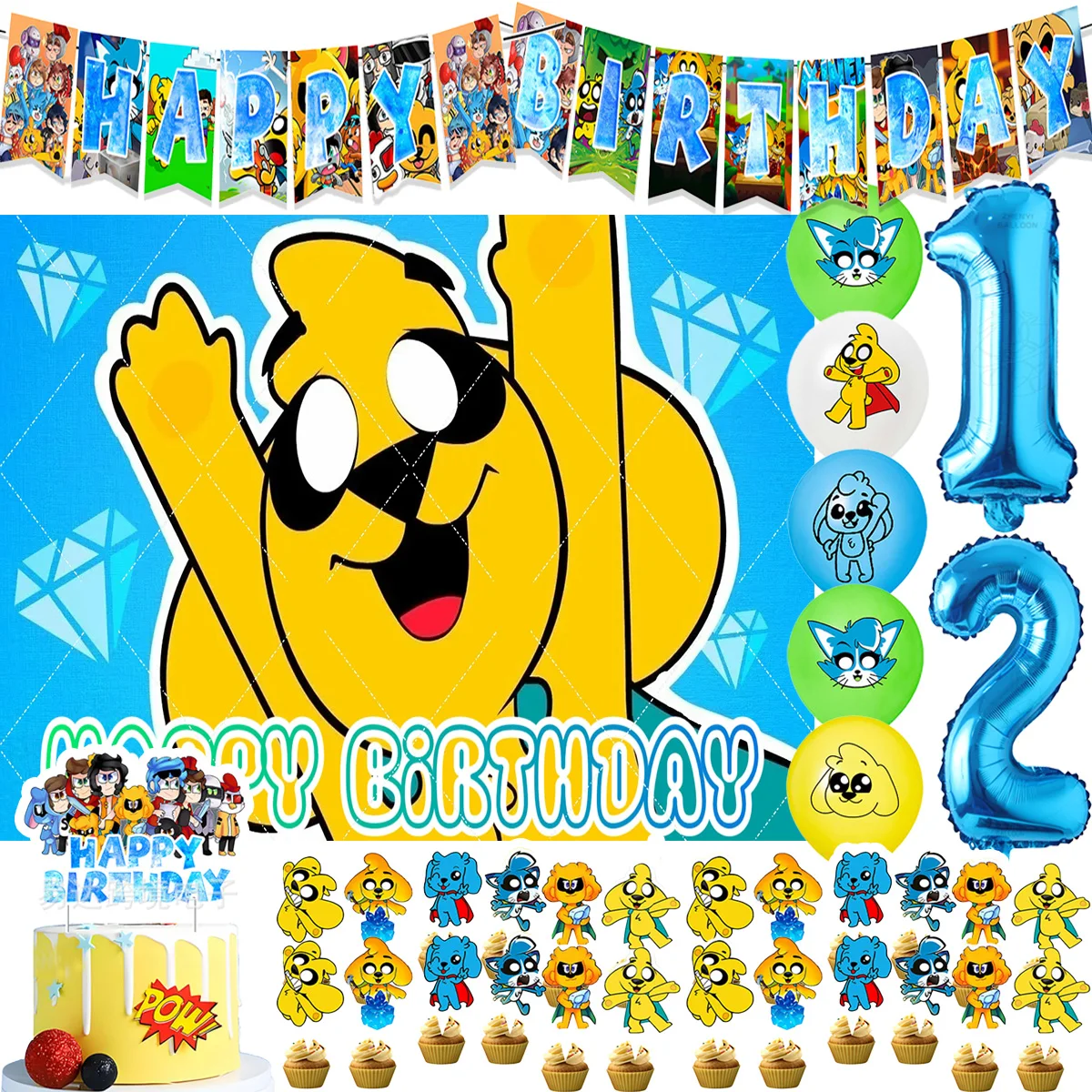 Cartoon & Micecracks-Tier Thema Kinder Geburtstag Party Supplies Dekoration Ballon Kuchen Topper Banner Hintergrund Baby Dusche Requisiten