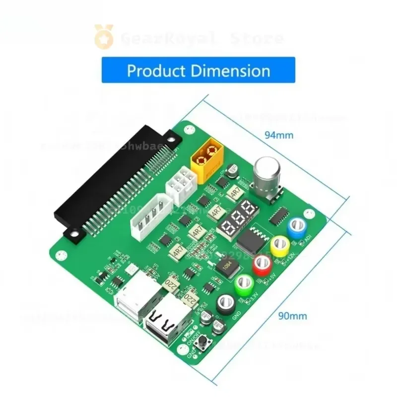 Suitable for PSU with adjustable voltage knob and 3.3v/5v/12v /USB 2.0/QC 2.0/ 3.0/12v power breakout board