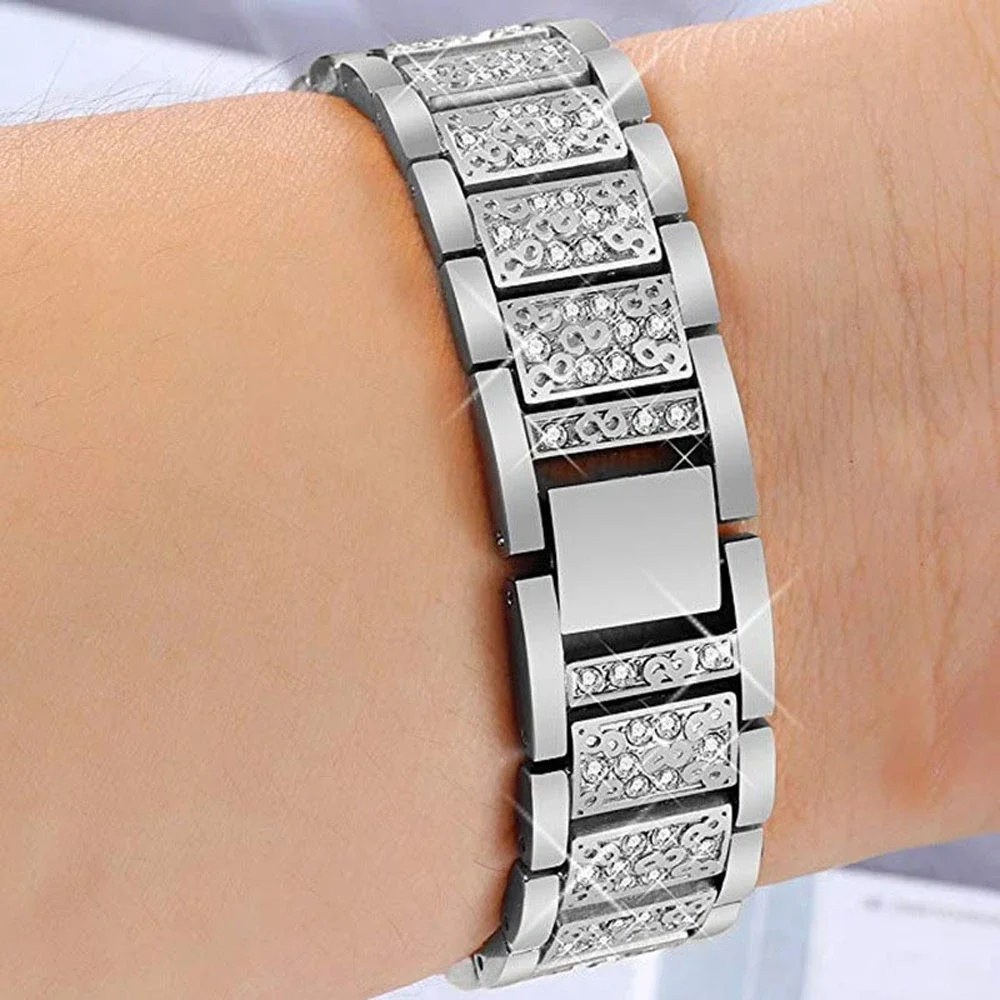 20mm 22mm Diamond Strap for Samsung Galaxy Watch4/5/6 Women metal Bracelet for Huawei watch 3 GT4 GT3 Stainless steel Watch Band