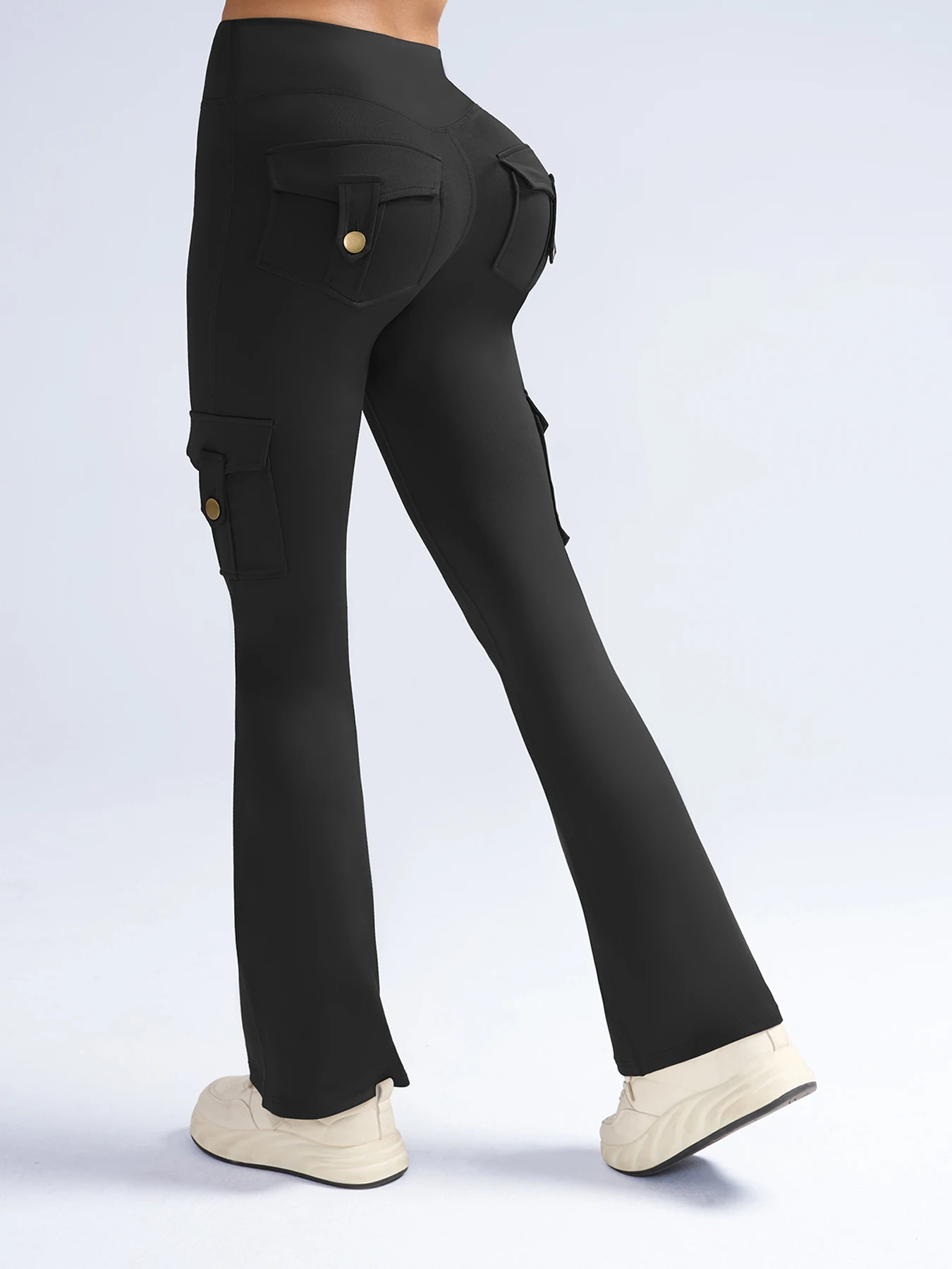 

Карманные брюки для йоги — женские расклешенные брюки персикового цвета для тонизирования ягодиц, узкие длинные брюки спортивной одежды, брюки для фитнеса