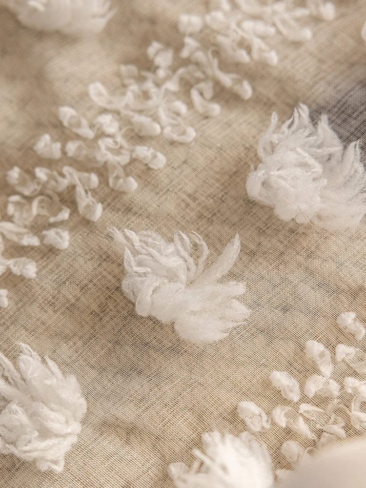 Gauze French Snow Dot Gauze Curtains White Curtains Rococo Luxury High-end Translucent White  Window Screens