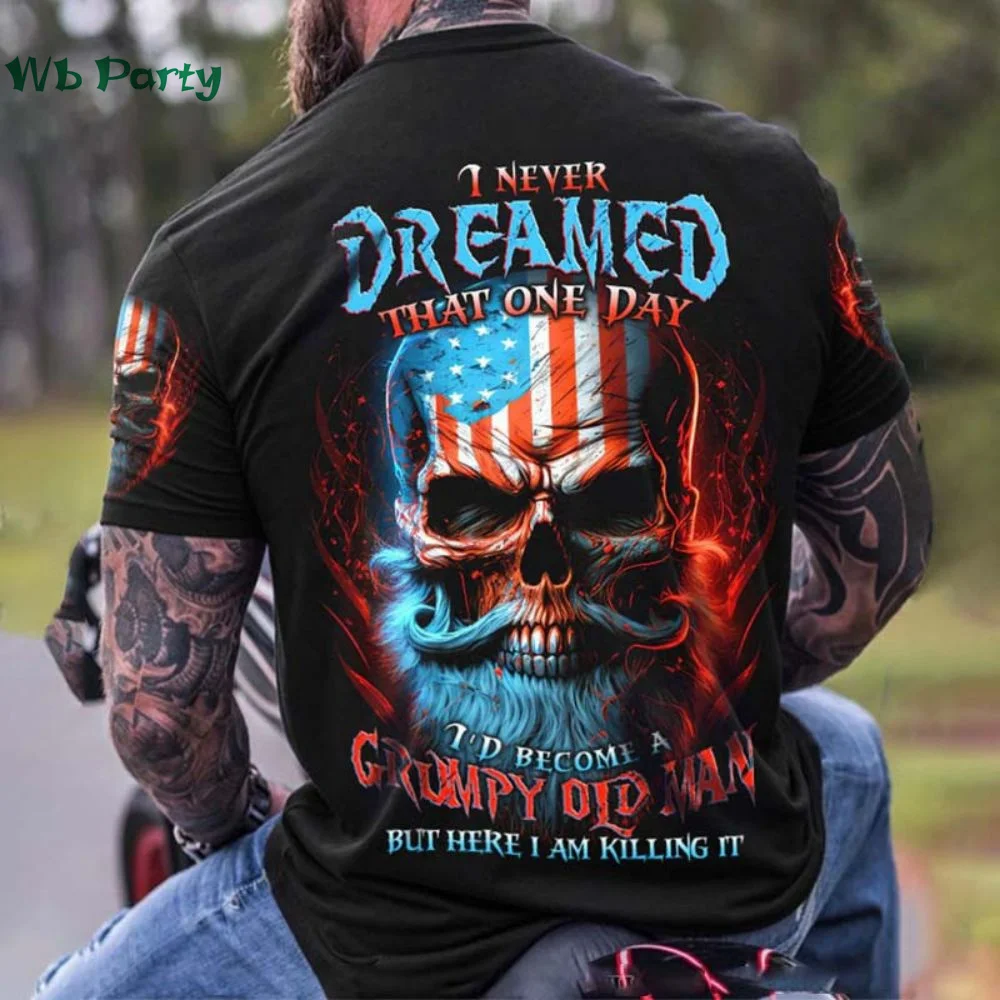 

Summer Skull Pattern Back Print Clothes Men Graphic Tees Men's Clothes Designer Clothes Men Short Sleeve Tee Skull Graphic Tees