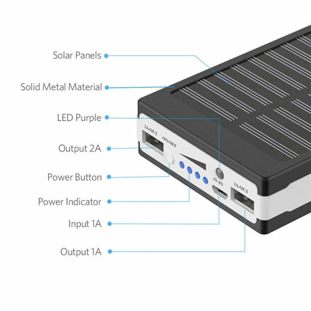 Caixa do banco do poder para o telefone esperto, banco do poder, caixa de armazenamento da carga, usb, solar, carregamento duplo, suporte da bateria, diy, 18650, 5 pcs