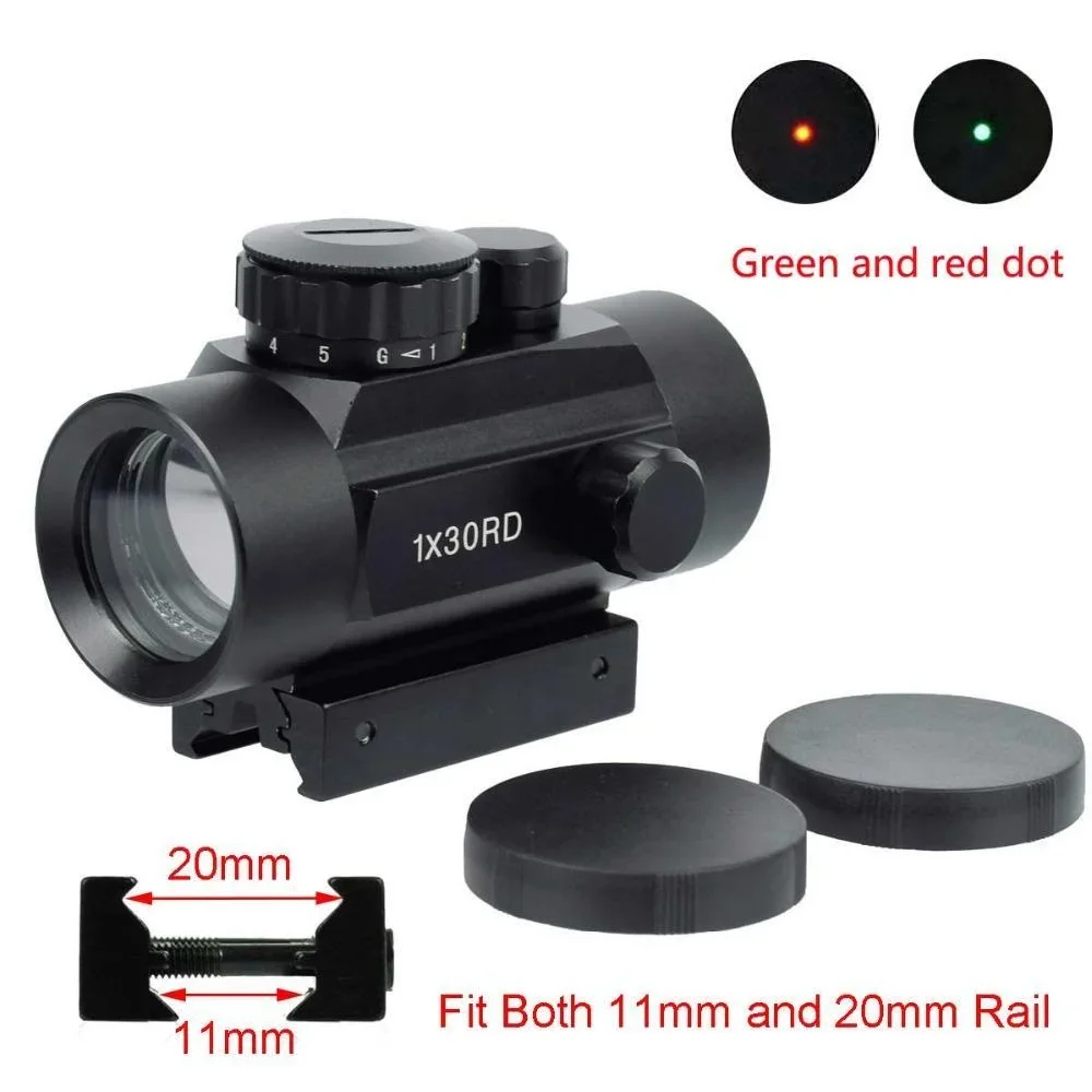 Tactical 1*30/40 Optical Aluminum alloy Red/Green Dot Sight Scope for 11mm 20mm Rail Mount Airsoft Hunting Wargame