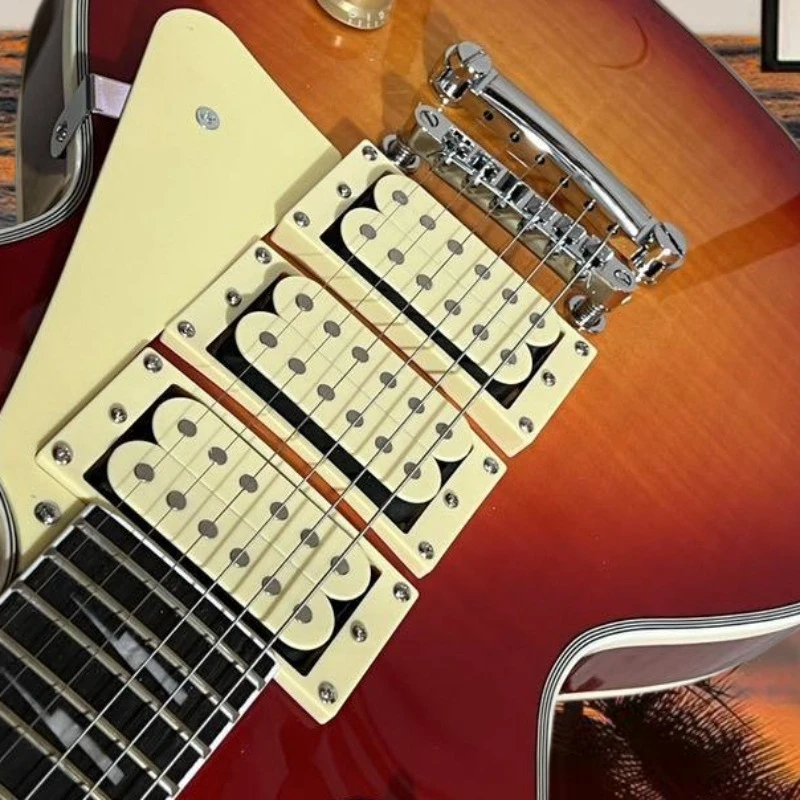

Ace Inspired LPQW Electric Guitar with Triple Double Coil Pickups and Cherry Burst Finish Free Shipping