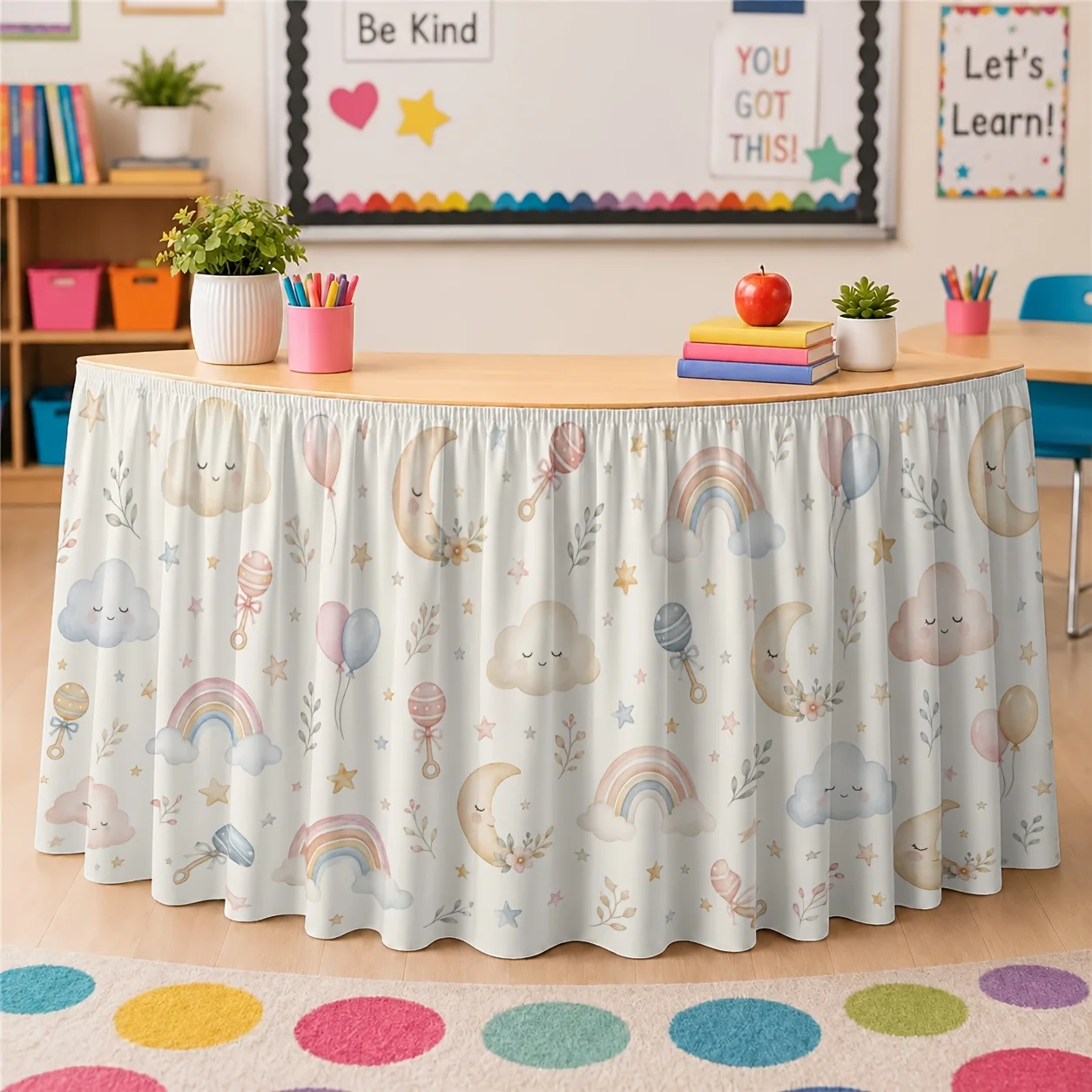 Flat banner birthday party tablecloth table skirt summer and spring celebration decoration powder paint